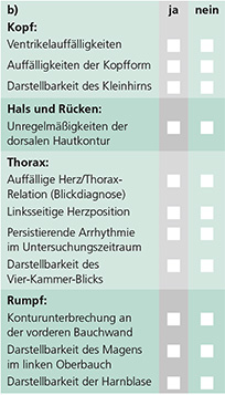 Abb. 1: Systematische Abfrage von Leitsymptomen in den Bereichen Kopf, Hals und Rücken, Thorax sowie Rumpf. Durch die klar strukturierte Vorgehensweise wird die diagnostische Genauigkeit erhöht.
